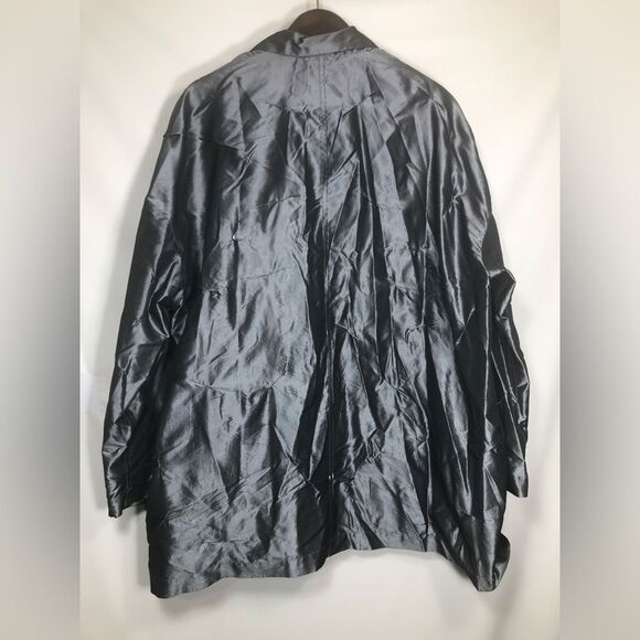 ULI SCHNEIDER Women Blazer Jacket Size 10 Silver 100% Silk - Picture 5 of 9